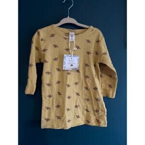 NWT Kate Quinn Pointelle Organic Cotton Shirt Gold Bees Honeybee Size 6y